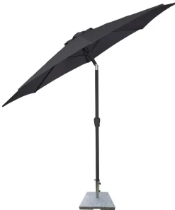 Sunlife® Sæsonafslutning|Parasoller & Markiser*Parasol Arizona sort m/krank & tilt Ø300 cm - Sort dug og sort stang