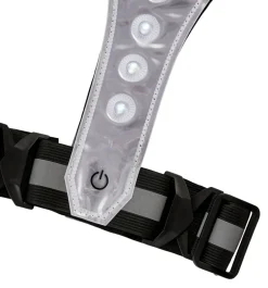 BikeZone® Sikkerhedsudstyr|Cykeltilbehør*Refleksvest med LED sort/grå - Sort med grå refleksstriber