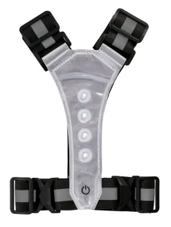BikeZone® Sikkerhedsudstyr|Cykeltilbehør*Refleksvest med LED sort/grå - Sort med grå refleksstriber