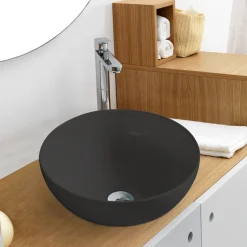 Håndvaske*Rund porcelænsvask fritstående/topmonteret Ø40 cm Sort