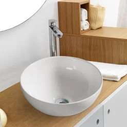 Håndvaske*Rund porcelænsvask fritstående/topmonteret Ø40 cm Hvid