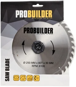 Probuilder Savblade & -Klinger*Rundsavsklinge Ø250 x 30 mm - 40T -