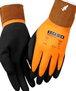 Safe-On Arbejdshandsker*vandtætte arbejdshandsker sort/orange str. 8