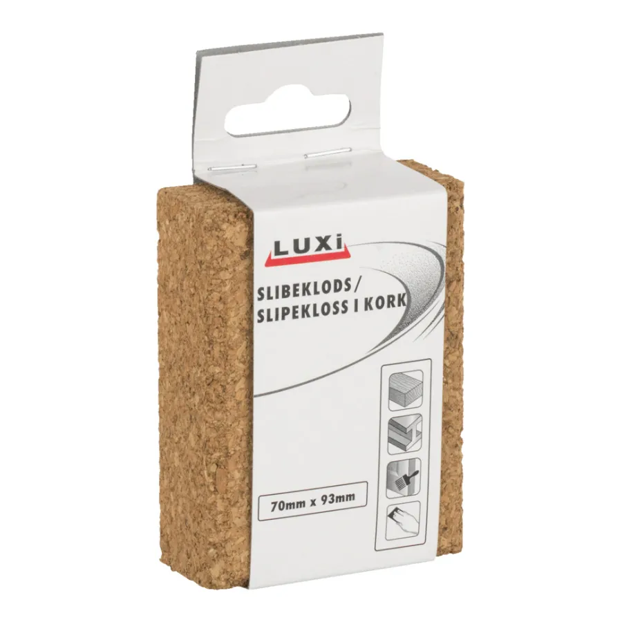 LUXI® Sandpapir*Slibeklods i kork – 93 x 70 x 30 mm -