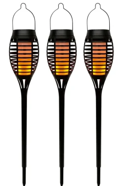 Garden® Sæsonafslutning|Solcellelamper*Solar 3-i-1 flammefakler LED 50 cm 3-pk. - Sort
