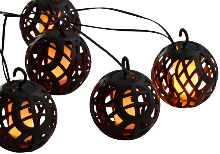 Garden® Sæsonafslutning|Dekorativ Belysning - Udendørs*Solar lyskæde med flammeeffekt 4,1 meter - Sort