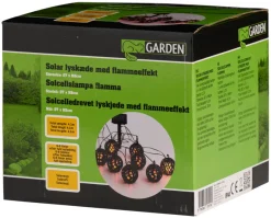 Garden® Sæsonafslutning|Dekorativ Belysning - Udendørs*Solar lyskæde med flammeeffekt 4,1 meter - Sort