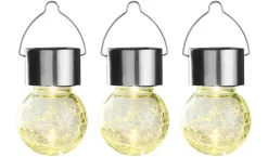 Garden® Sæsonafslutning|Solcellelamper*Solcellepære glas/metal Ø6 cm 3-pk. - Sølv