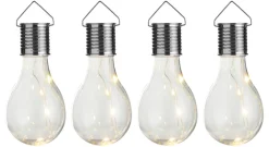 Garden® Sæsonafslutning|Solcellelamper*Solcellepærer plast Ø7,5 cm 4-pk. - Sølv