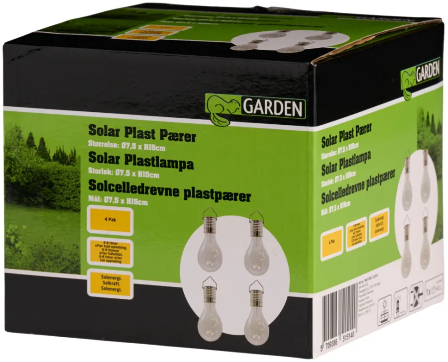 Garden® Sæsonafslutning|Solcellelamper*Solcellepærer plast Ø7,5 cm 4-pk. - Sølv