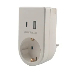Elworks Stikdåser|Lyd & Tilbehør Til Mobiltelefoner*Stikadapter schuko m/USB & mobilholder -