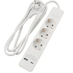 Elworks Stikdåser*3-Stikdåse med USB-opladning - Hvid