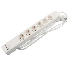 Elworks Stikdåser*6-stikdåse schuko m/3 x USB PD65W 1,5 m -