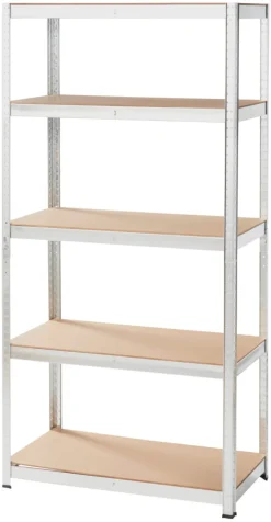 Arbejdsborde & Reoler*Stålreol galv. m/5 hylder - 90 x 180 x 45 cm