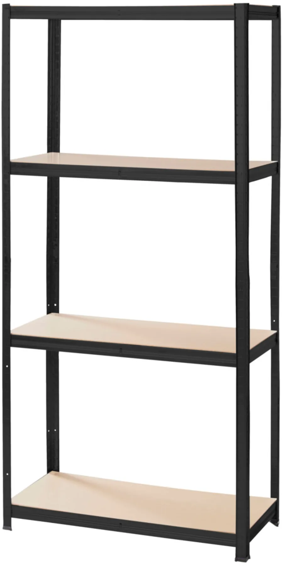 Arbejdsborde & Reoler*Stålreol sort m/4 hylder 90 x 190 x 40 cm