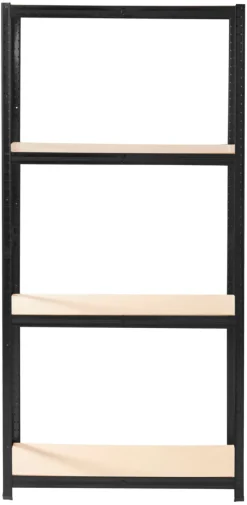 Arbejdsborde & Reoler*Stålreol sort m/4 hylder 90 x 190 x 40 cm