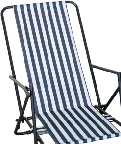 Sunlife® Sæsonafslutning|Havestole*Strandstol Albany i metal og polyester - Blå/hvid