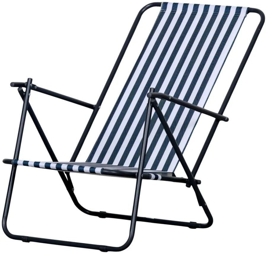 Sunlife® Sæsonafslutning|Havestole*Strandstol Albany i metal og polyester - Blå/hvid
