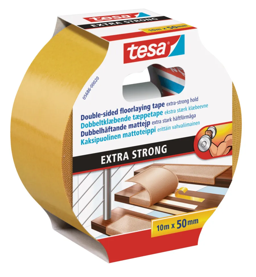 tesa® Tape|Tilbehør Til Gulv, Loft Og Vægge*Extra Strong tæppetape 50 mm x 10 meter