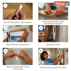 tesa® Klæbesøm*Powerstrips Click Medium 4 par