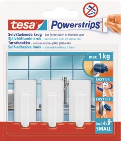 tesa® Klæbesøm*Powerstrips Kroge Classic Small 1 kg - 3 stk. Hvid