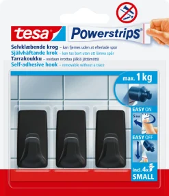 tesa® Klæbesøm*Powerstrips Kroge Small 1 kg - 3 stk. Sort