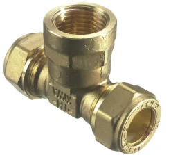 Fittings Til Rør*T-klemring m/muffe messing 15 x 1/2" x 15 mm