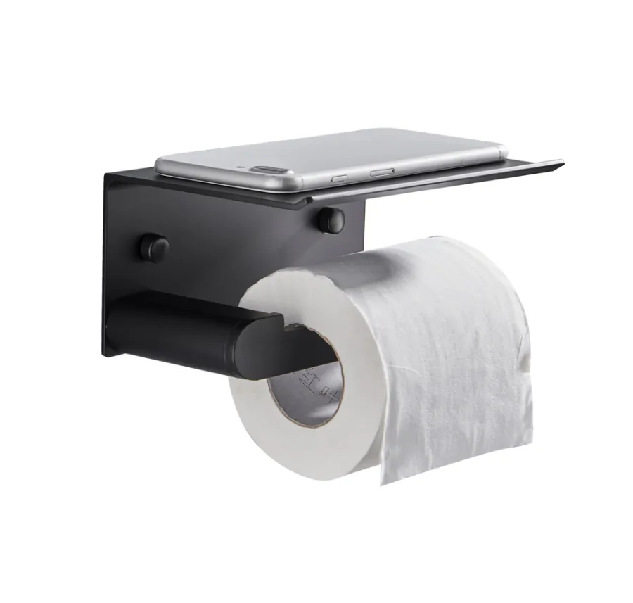 REN Toiletrulleholdere*Toiletpapirholder m/hylde - Sort