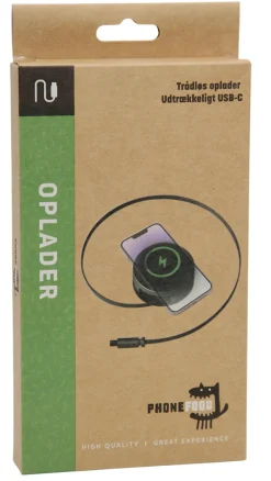 PhoneFood Kabler & Adaptere*Trådløs oplader m/USB-C-udtrækskabel
