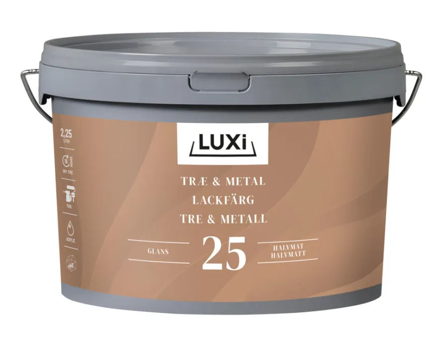 LUXI® Træ- & Metalmaling*Træ & Metal 25 hvid 2,25 liter - Hvid (NCS-kode S0502-Y)