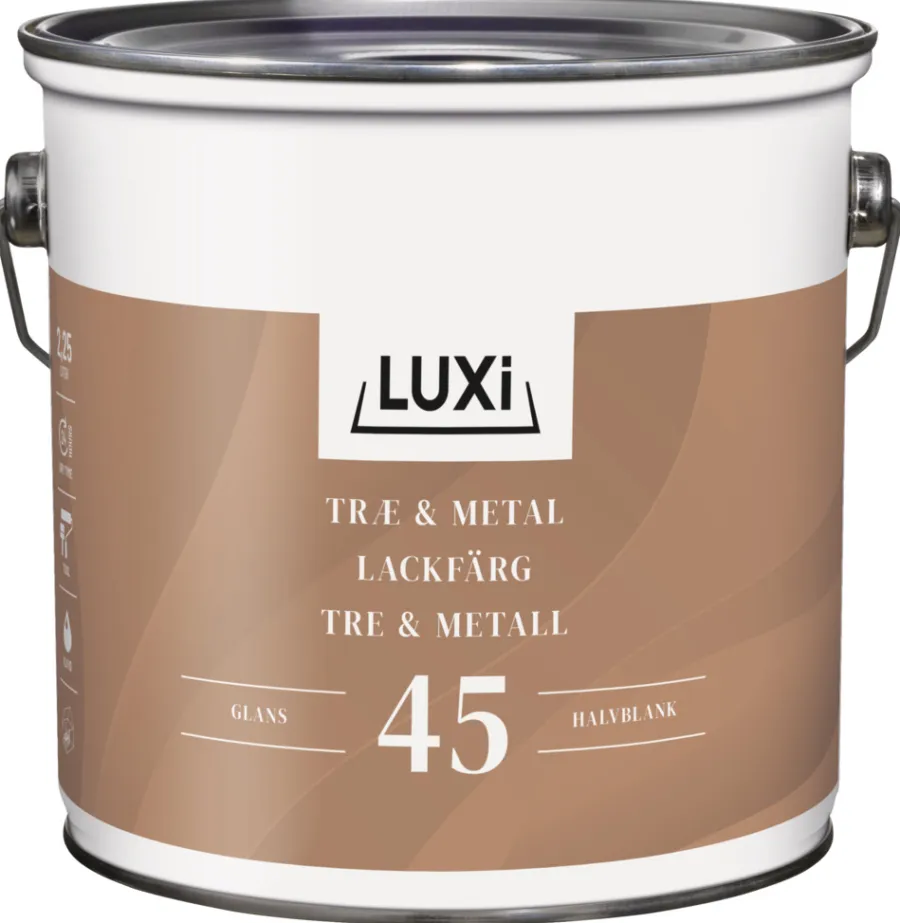 LUXI® Metalmaling Udendørs|Træ- & Metalmaling*Træ & Metal 45 olie 2,25 liter - Hvid