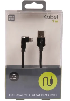 PhoneFood Kabler & Adaptere*USB-A til lightning kabel 90 grader stik - 1 meter