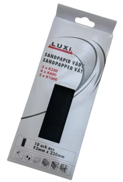 LUXI® Sandpapir*Vådslibepapir 10 stk. ass. i korn 320/600/1000 -