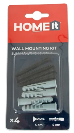 HOME it Vægskinner & Hyldeknægte*Vægmonteringssæt t/Rack/Maxi/Slim sort