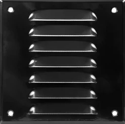 Ventilation*Vægrist med net 170 x 170 mm - metal Sort