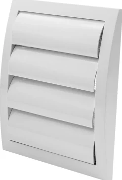 Ventilation*Vægrist med vindstop 19 x 19 cm - Hvid
