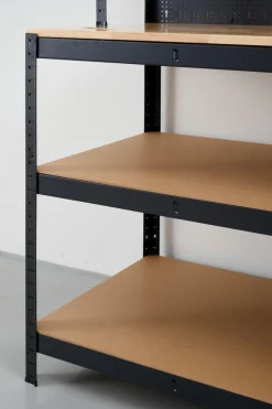 Arbejdsborde & Reoler*Værkstedsbord m/væg og hylder 180x120x60 cm